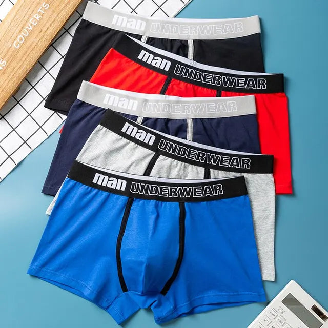 Cueca Boxer Masculina de Algodão - Kit 5 Peças