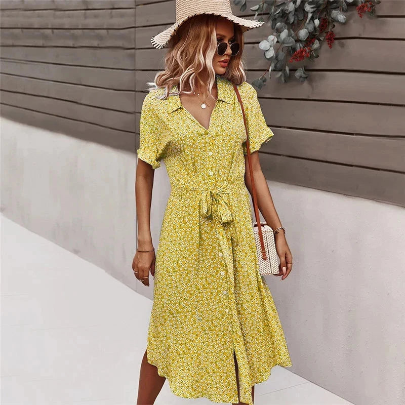 Vestido Midi Floral Copacabana - Moda Verão